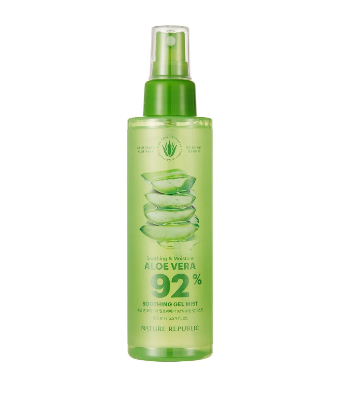 NATURE REPUBLIC - Brume de gel apaisante à l'aloe vera apaisante et hydratante à 92 % visage et corps 155ml