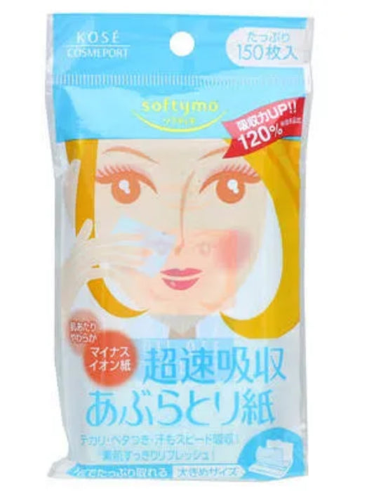 KOSE - Feuille anti-brillance Softymo, sébum visage 150pc